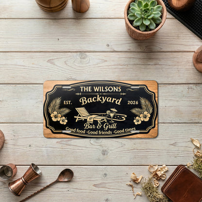 Personalized Backyard Bar & Grill License Plate, Bar Decoration, Backyard Gifts ETHY-04085924
