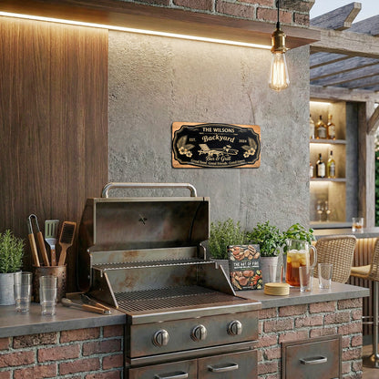 Personalized Backyard Bar & Grill License Plate, Bar Decoration, Backyard Gifts ETHY-04085924