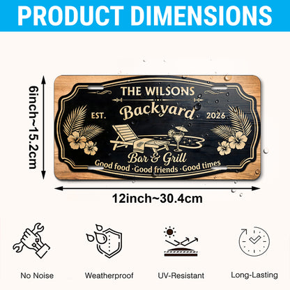 Personalized Backyard Bar & Grill License Plate, Bar Decoration, Backyard Gifts ETHY-04085924