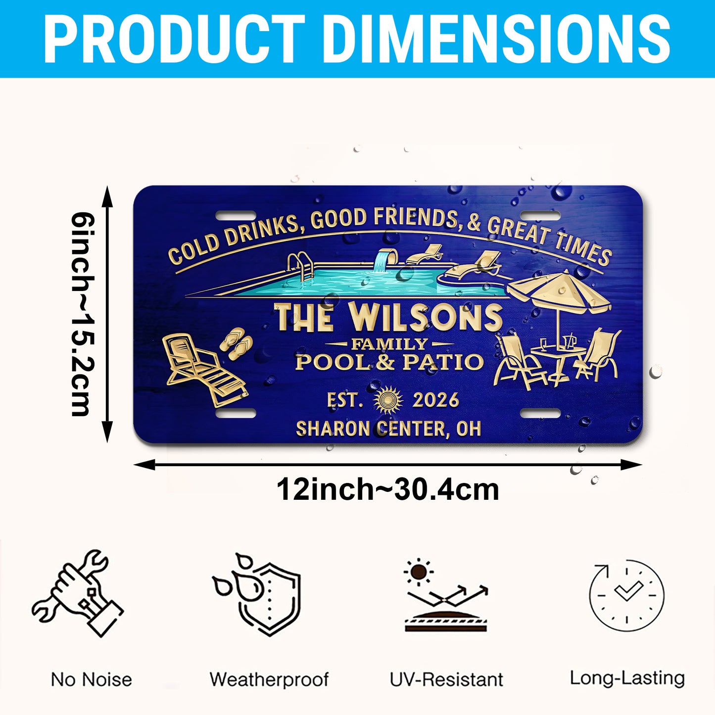 Custom Pool & Patio License Plate, Good Time Good Friends , Pool Bar Decor Gift ETHY-04085924