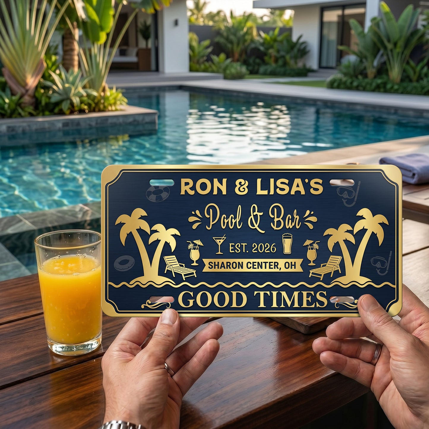 Custom Pool Bar License PLate, Pool Decor, Housewarming Gifts ETHY-04085924
