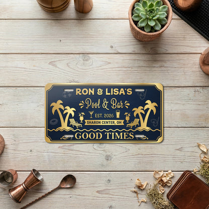 Custom Pool Bar License PLate, Pool Decor, Housewarming Gifts ETHY-04085924