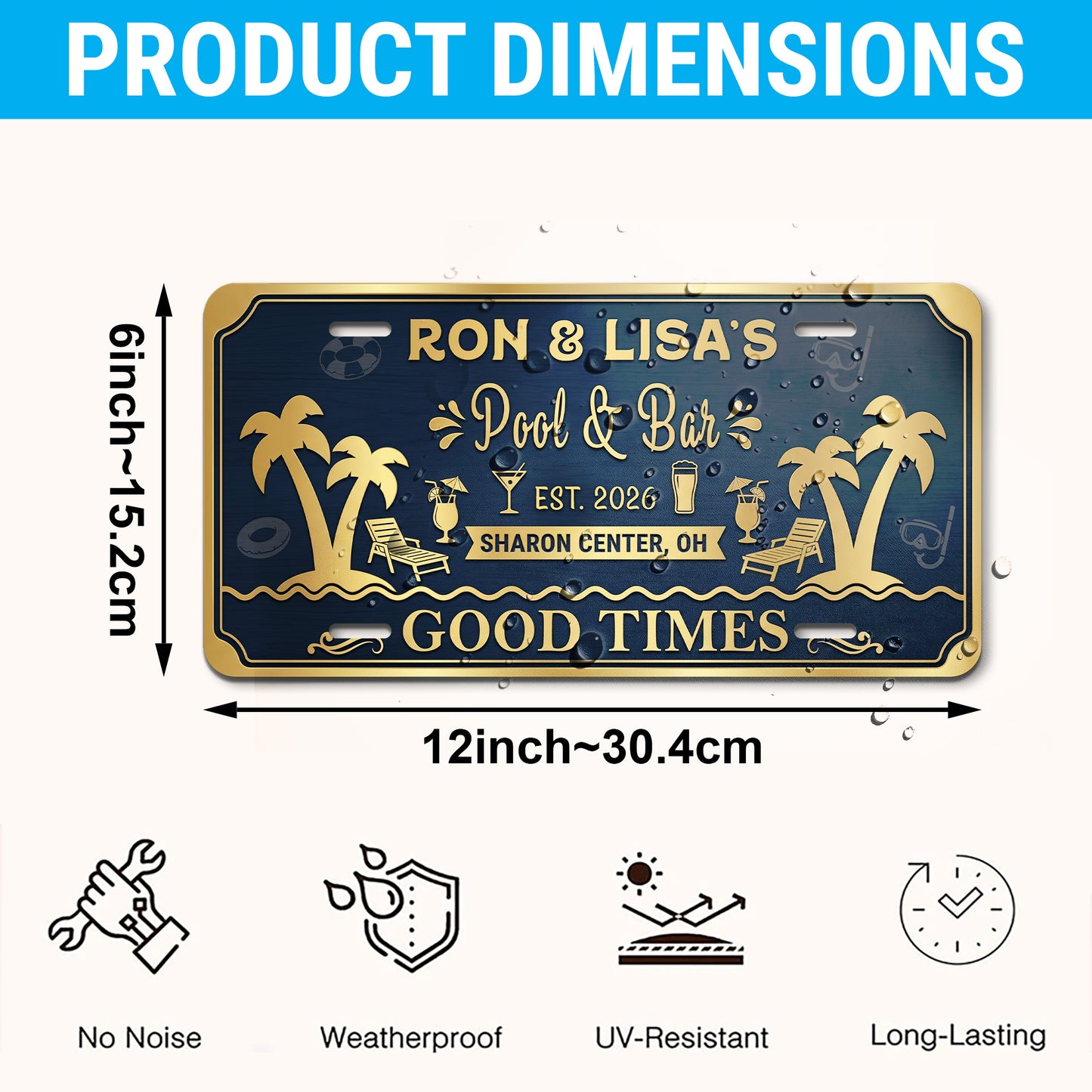 Custom Pool Bar License PLate, Pool Decor, Housewarming Gifts ETHY-04085924