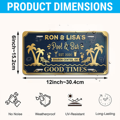 Custom Pool Bar License PLate, Pool Decor, Housewarming Gifts ETHY-04085924