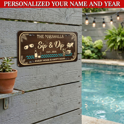 Personalized Pool Bar License Plate, Outdoor Bar Decor, Poolside Gift ETHY-04085924