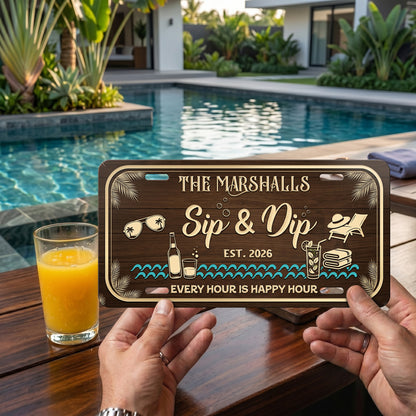 Personalized Pool Bar License Plate, Outdoor Bar Decor, Poolside Gift ETHY-04085924