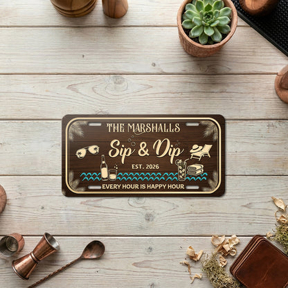Personalized Pool Bar License Plate, Outdoor Bar Decor, Poolside Gift ETHY-04085924