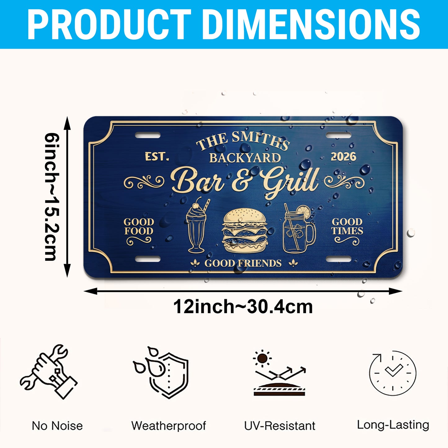 Custom Backyard Bar & Grill License Plate, Wall Decor Gift, Home Gifts ETHY-04085924