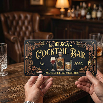 Personalized Cocktail Bar License Plate, Home Bar Decor, Gift for Him ETHY-04085924