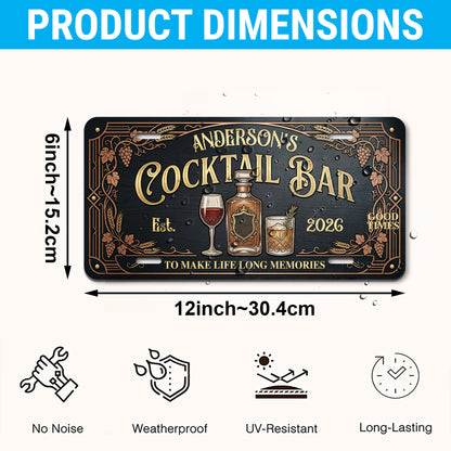 Personalized Cocktail Bar License Plate, Home Bar Decor, Gift for Him ETHY-04085924