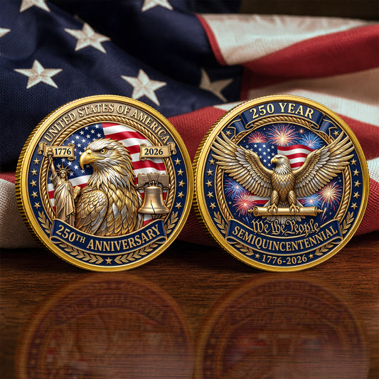 America 250th Anniversary Commemorative Coin, Gold And Silver 250th Coin, 1776-2026 Patriotic Gifts