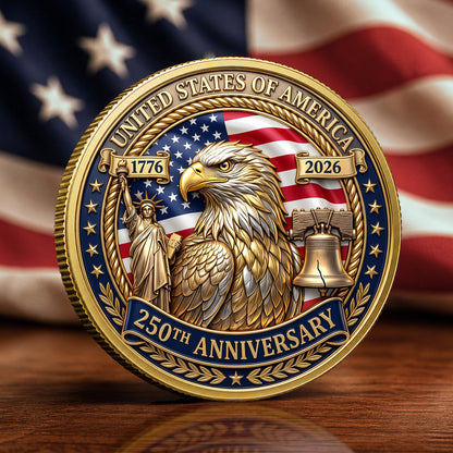 America 250th Anniversary Commemorative Coin, Gold And Silver 250th Coin, 1776-2026 Patriotic Gifts