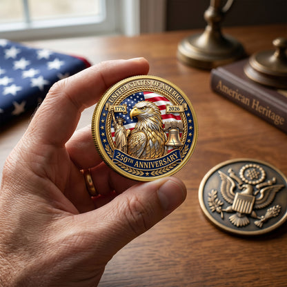 America 250th Anniversary Commemorative Coin, Gold And Silver 250th Coin, 1776-2026 Patriotic Gifts
