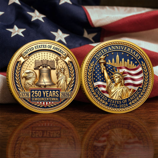 Patriotic USA 250th Anniversary Commemorative Coin, Gold And Silver 250th Coin, 1776-2026 Patriotic Gifts ETHY-05056300