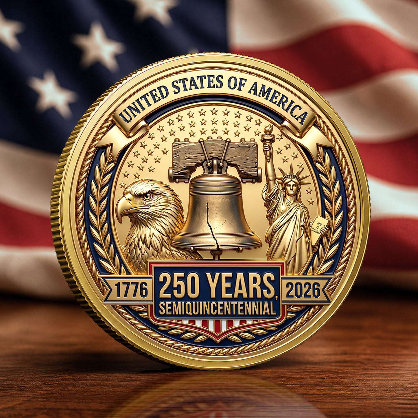 Patriotic USA 250th Anniversary Commemorative Coin, Gold And Silver 250th Coin, 1776-2026 Patriotic Gifts ETHY-05056300