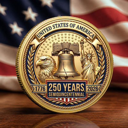 Patriotic USA 250th Anniversary Commemorative Coin, Gold And Silver 250th Coin, 1776-2026 Patriotic Gifts ETHY-05056300