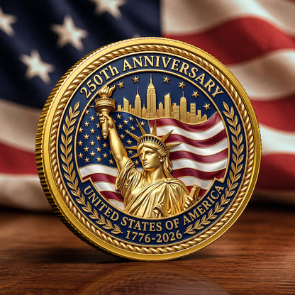 Patriotic USA 250th Anniversary Commemorative Coin, Gold And Silver 250th Coin, 1776-2026 Patriotic Gifts ETHY-05056300