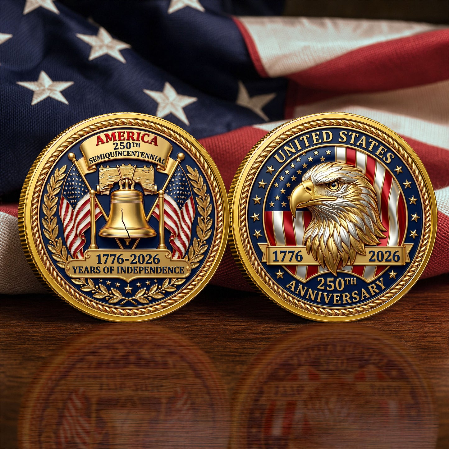 250th Anniversary Commemorative Coin, Gold And Silver 250th Coin, 1776-2026 Years Of Independence, Patriotic Gifts