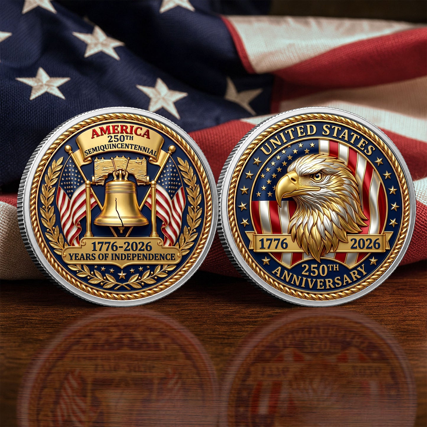 250th Anniversary Commemorative Coin, Gold And Silver 250th Coin, 1776-2026 Years Of Independence, Patriotic Gifts