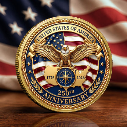 1776-2026 Patriotic 250th Anniversary Commemorative Coin, Gold And Silver 250th Coin, Patriotic Gifts