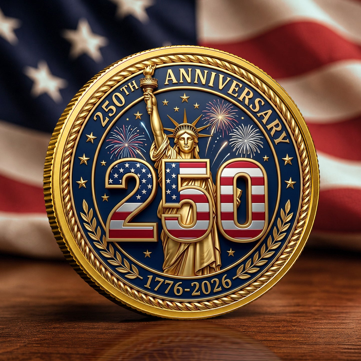 1776-2026 Patriotic 250th Anniversary Commemorative Coin, Gold And Silver 250th Coin, Patriotic Gifts