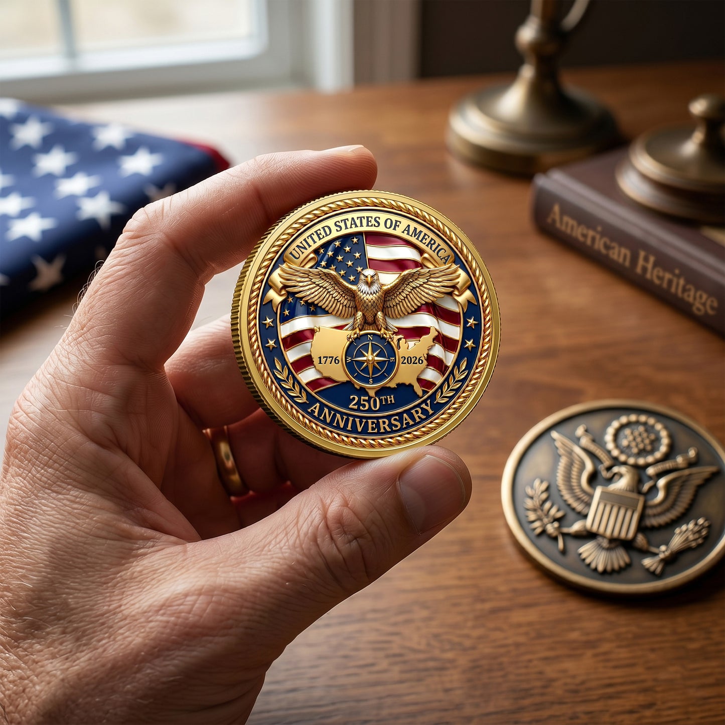 1776-2026 Patriotic 250th Anniversary Commemorative Coin, Gold And Silver 250th Coin, Patriotic Gifts