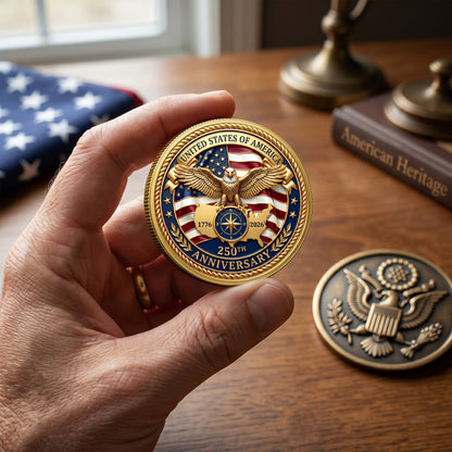 1776-2026 Patriotic 250th Anniversary Commemorative Coin, Gold And Silver 250th Coin, Patriotic Gifts
