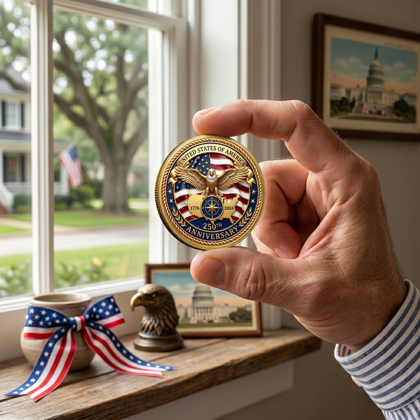 1776-2026 Patriotic 250th Anniversary Commemorative Coin, Gold And Silver 250th Coin, Patriotic Gifts