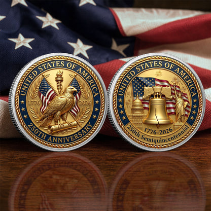 250th Anniversary Commemorative Coin, Gold And Silver 250th Coin, 1776-2026 Patriotic Independence Day Gifts ETHY-05056300