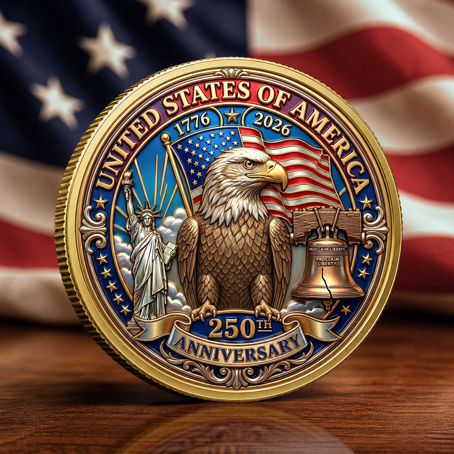 1776-2026 Patriotic Commemorative Coin, Gold And Silver 250th Coin, Patriotic Gifts ETHY-05056300