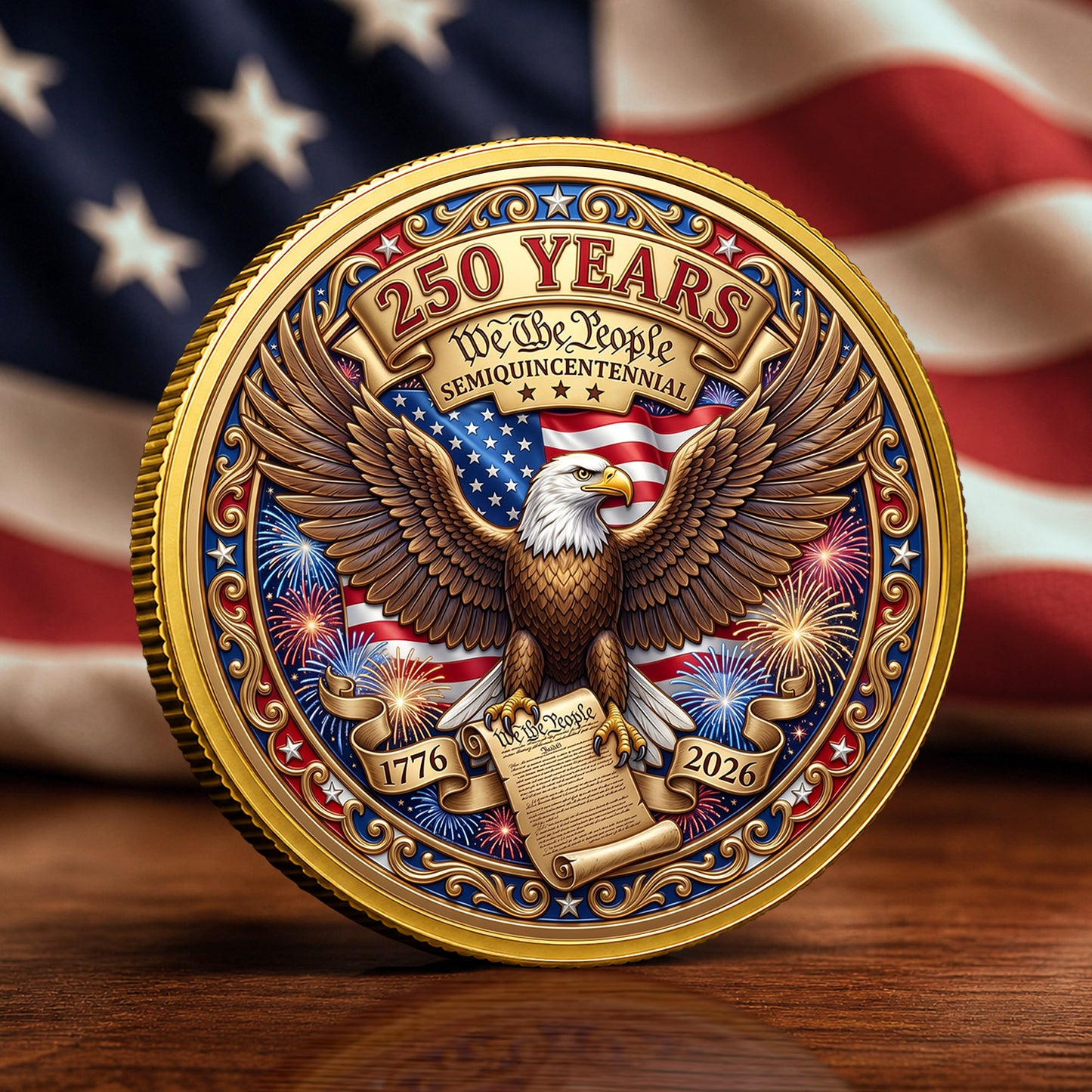 1776-2026 Patriotic Commemorative Coin, Gold And Silver 250th Coin, Patriotic Gifts ETHY-05056300