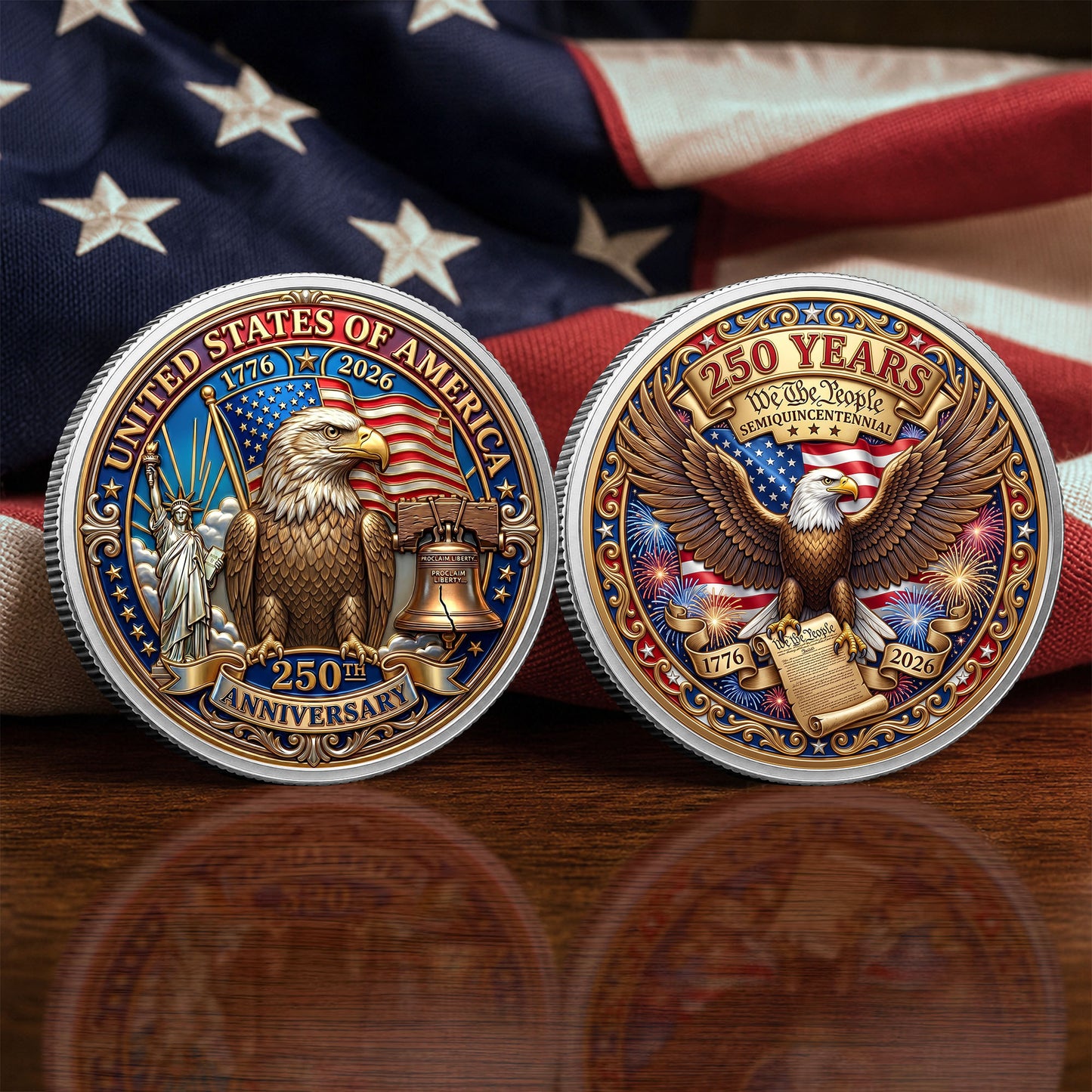1776-2026 Patriotic Commemorative Coin, Gold And Silver 250th Coin, Patriotic Gifts ETHY-05056300