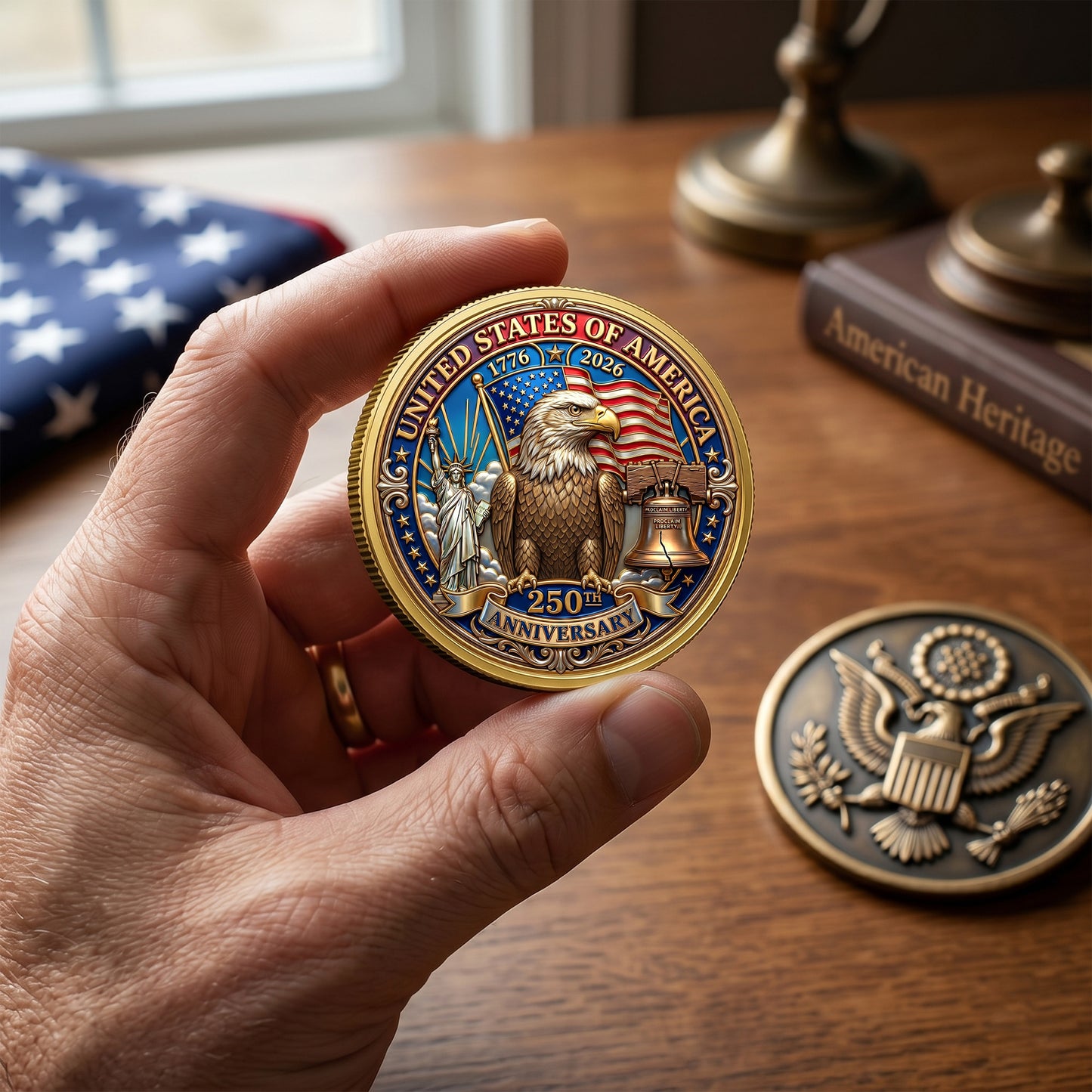 1776-2026 Patriotic Commemorative Coin, Gold And Silver 250th Coin, Patriotic Gifts ETHY-05056300