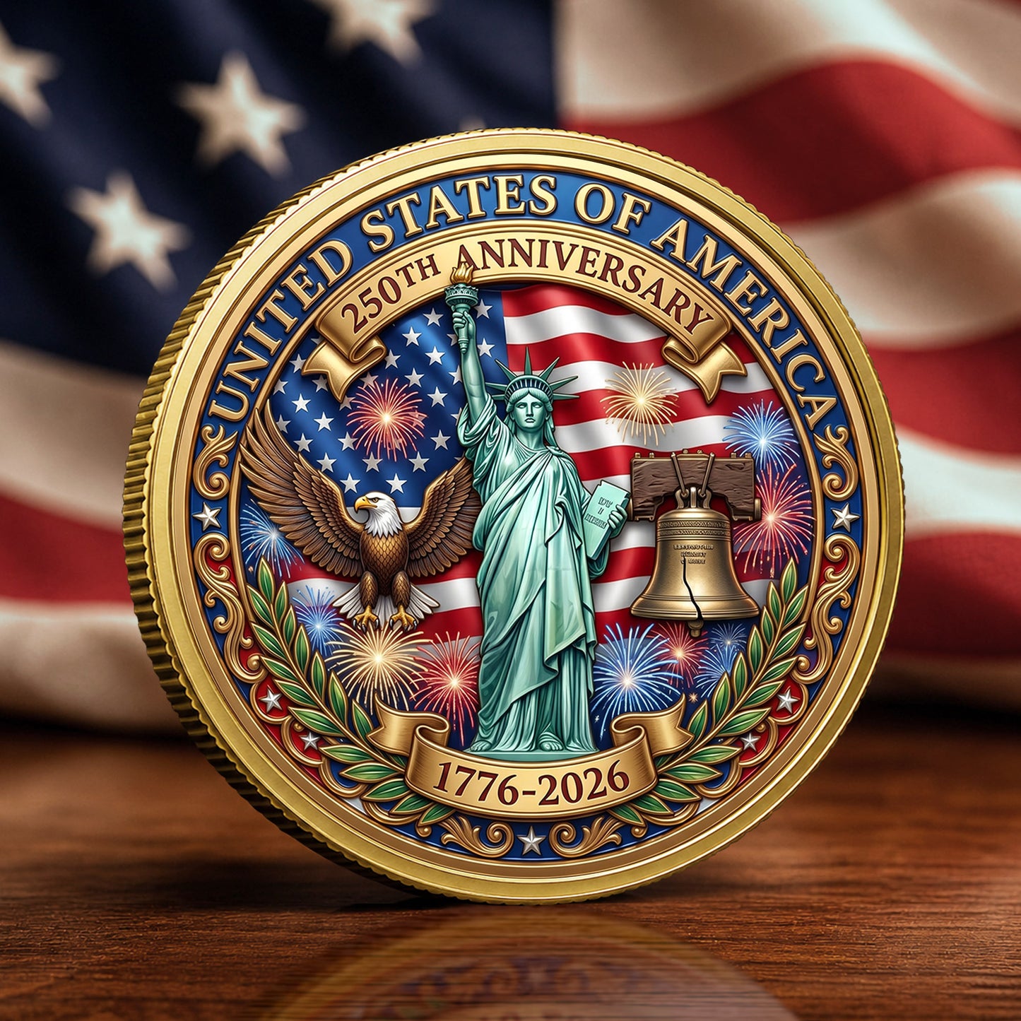 US America 1776-2026 250th Anniversary Commemorative Coin, Gold And Silver 250th Coin, Patriotic Gifts ETHY-05056300