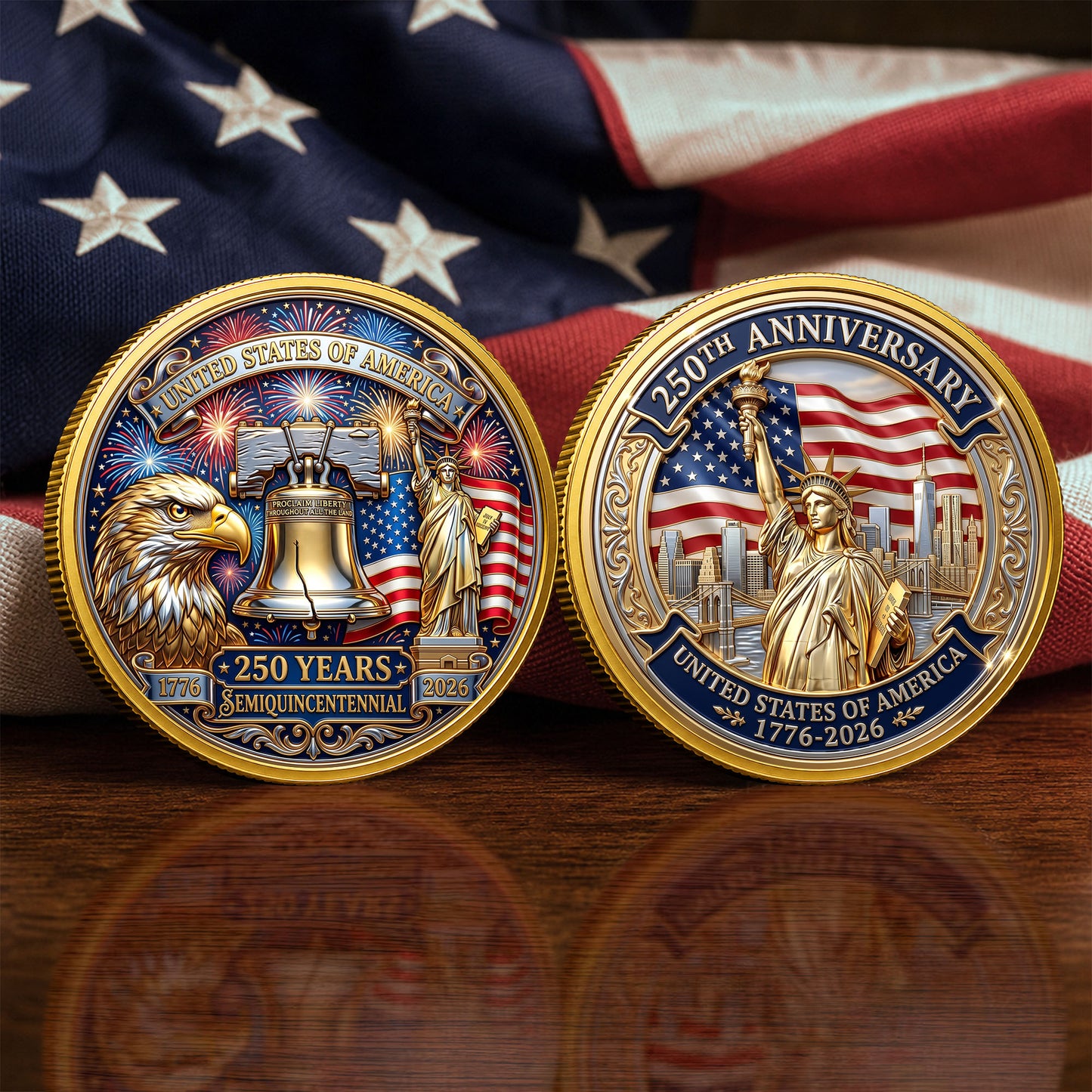 Independence Day 250th Anniversary Commemorative Coin, Gold And Silver 250th Coin, July 4th Gifts ETHY-05056300