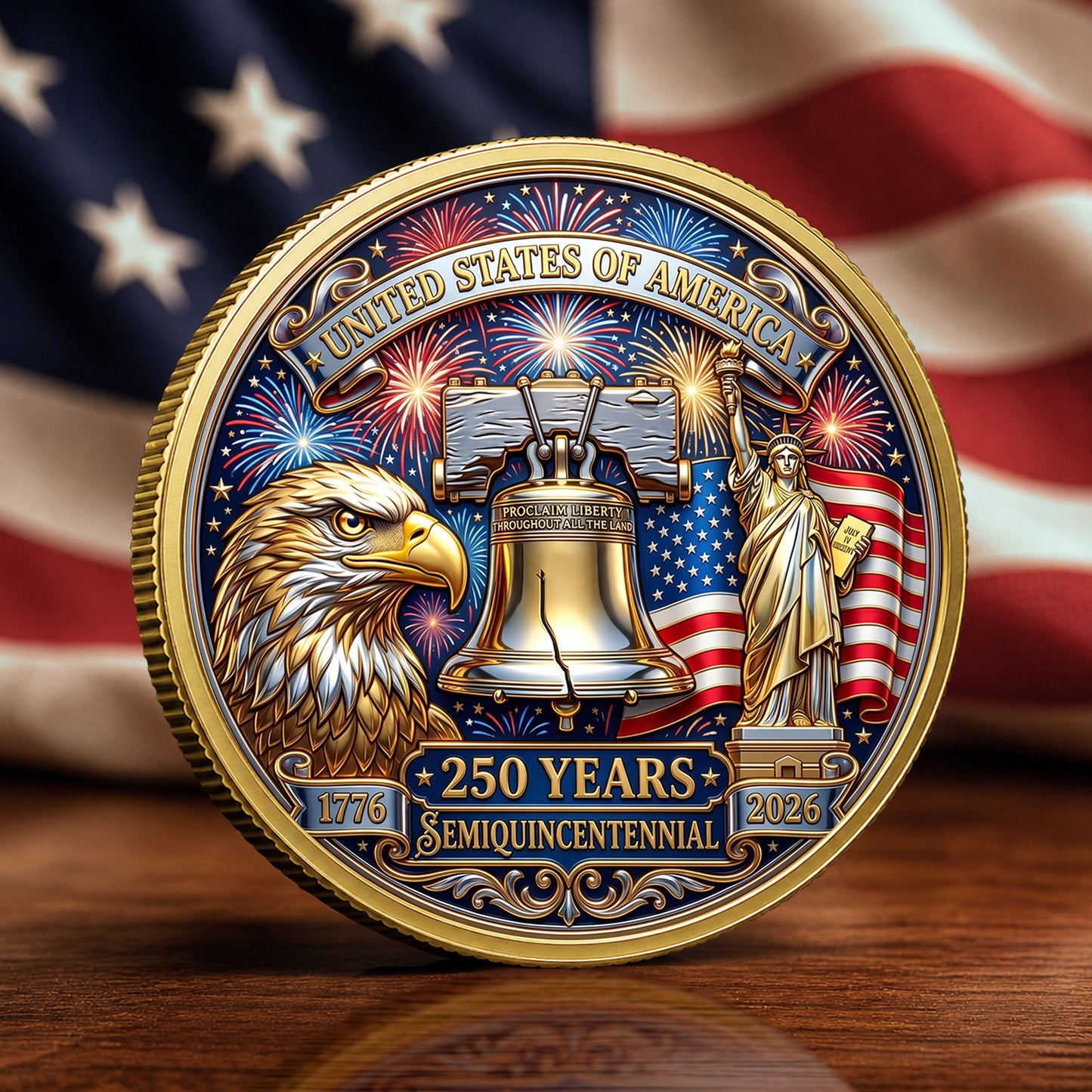 Independence Day 250th Anniversary Commemorative Coin, Gold And Silver 250th Coin, July 4th Gifts ETHY-05056300