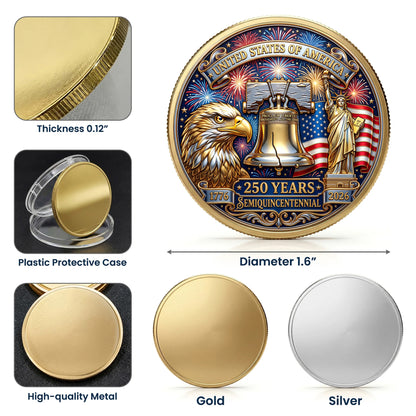Independence Day 250th Anniversary Commemorative Coin, Gold And Silver 250th Coin, July 4th Gifts ETHY-05056300