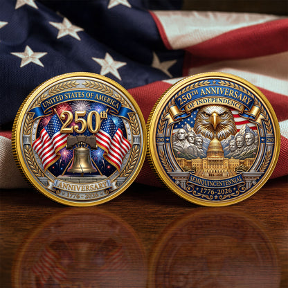 250th Anniversary Of Independence Commemorative Coin, Gold And Silver 250th Coin, 1776-2026 Patriotic Gifts