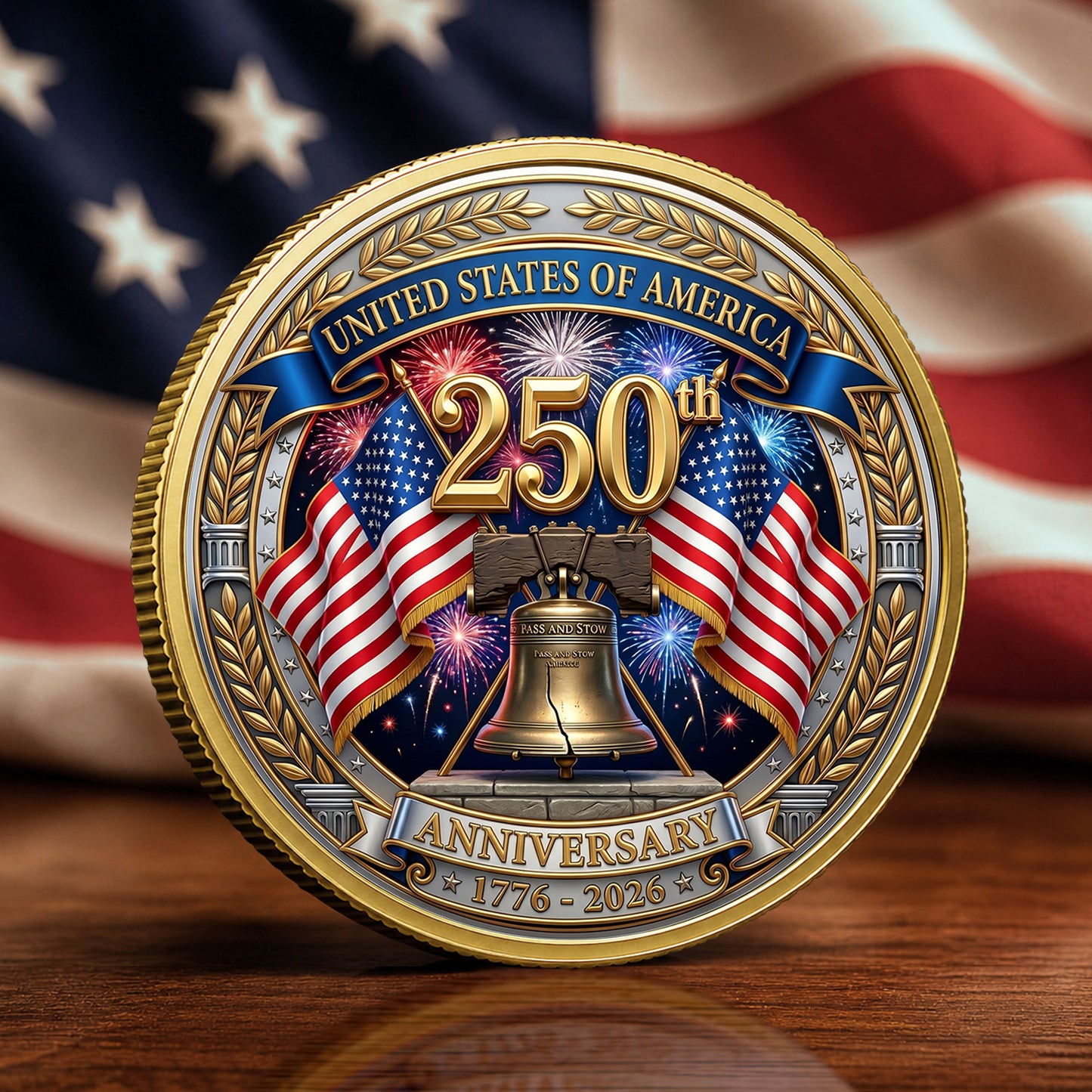 250th Anniversary Of Independence Commemorative Coin, Gold And Silver 250th Coin, 1776-2026 Patriotic Gifts