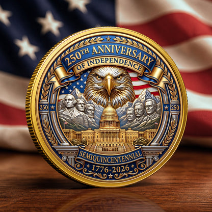 250th Anniversary Of Independence Commemorative Coin, Gold And Silver 250th Coin, 1776-2026 Patriotic Gifts