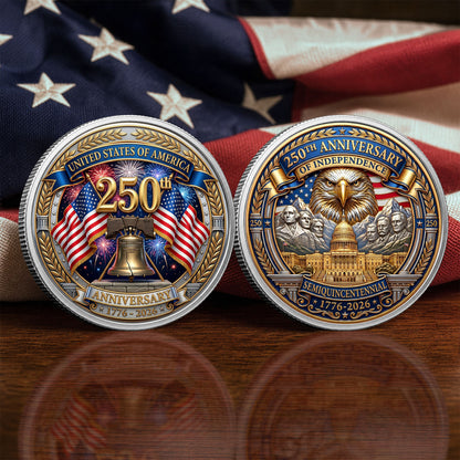 250th Anniversary Of Independence Commemorative Coin, Gold And Silver 250th Coin, 1776-2026 Patriotic Gifts
