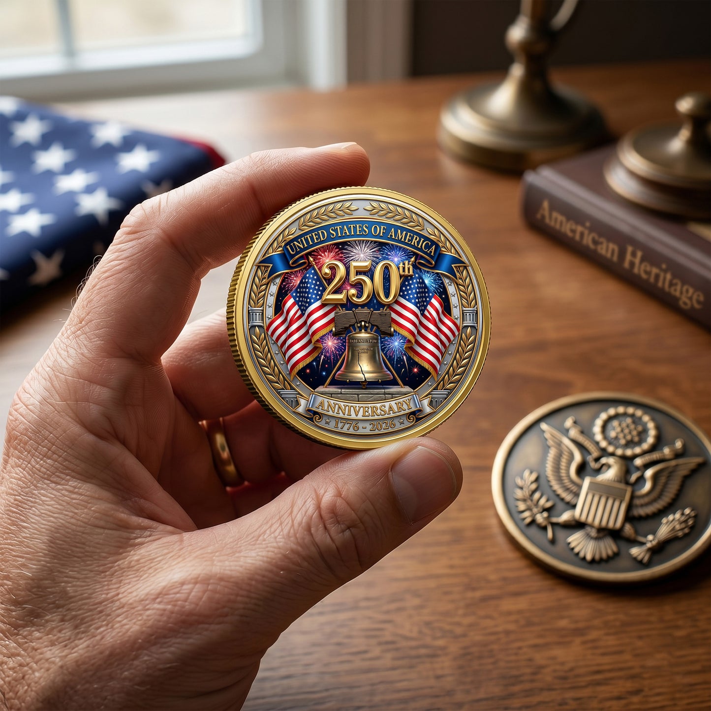 250th Anniversary Of Independence Commemorative Coin, Gold And Silver 250th Coin, 1776-2026 Patriotic Gifts
