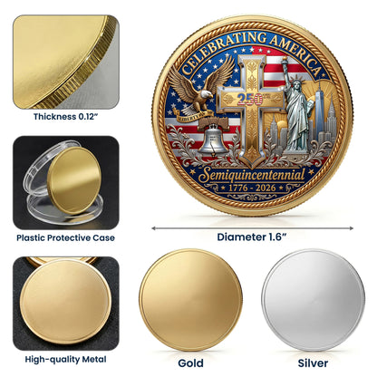 250th Anniversary Commemorative Coin, Gold And Silver 250th Coin, USA Freedom 1776-2026 We The People, Patriotic Gifts ETHY-05056300