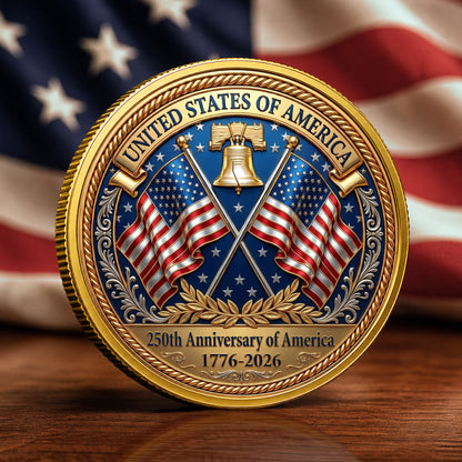 US America 250th Anniversary Commemorative Coin, Gold And Silver 250th Coin, Patriotic American ETHY-05056300