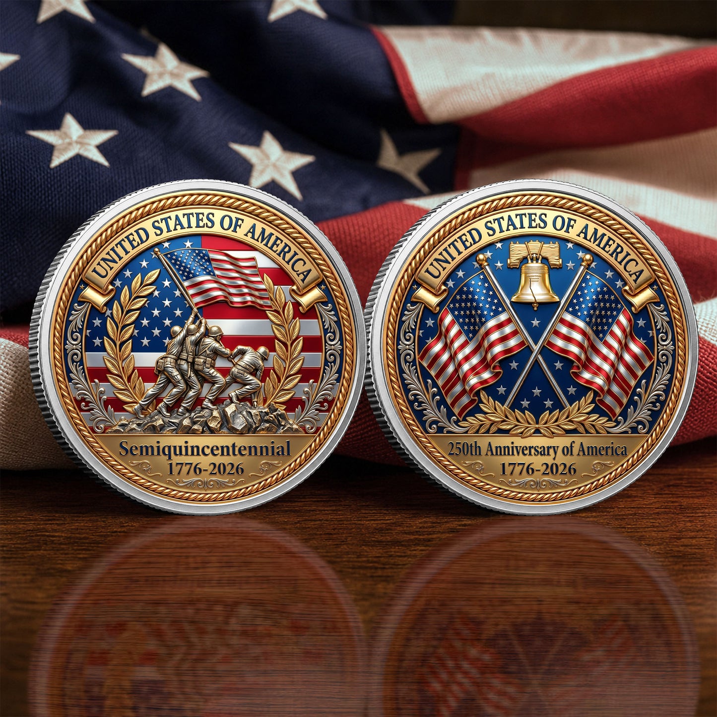 US America 250th Anniversary Commemorative Coin, Gold And Silver 250th Coin, Patriotic American ETHY-05056300