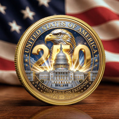 America 250th Anniversary 1776-2026 Semiquincentennial Commemorative Coin, Gold And Silver 250th Coin, 1776-2026 Patriotic Gifts ETHY-05056300