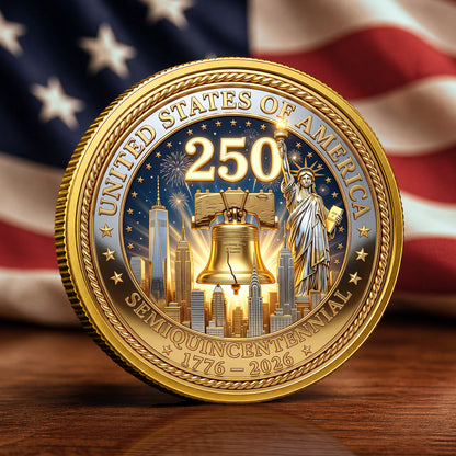 America 250th Anniversary 1776-2026 Semiquincentennial Commemorative Coin, Gold And Silver 250th Coin, 1776-2026 Patriotic Gifts ETHY-05056300
