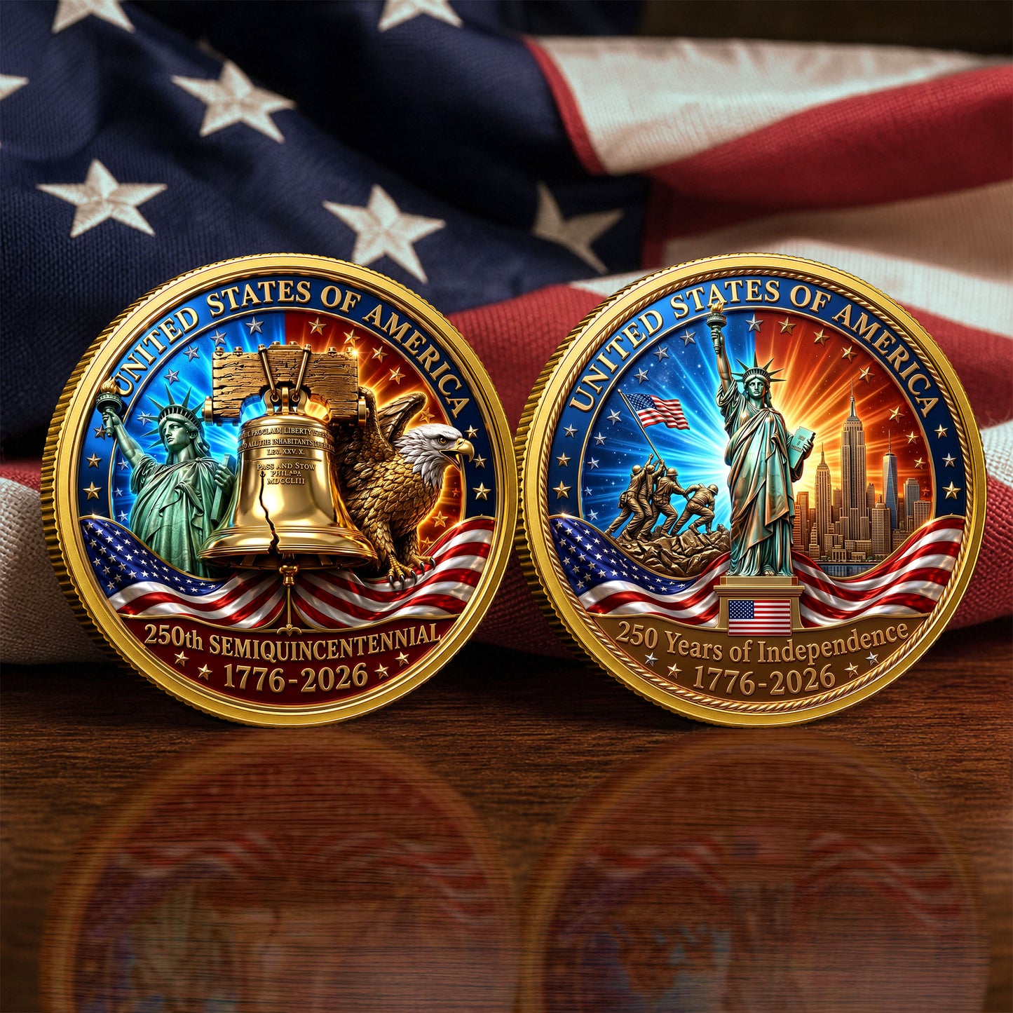 USA 250th Anniversary Commemorative Coin, Gold And Silver 250th Coin, 1776-2026 Gift for Independence Day ETHY-05056300