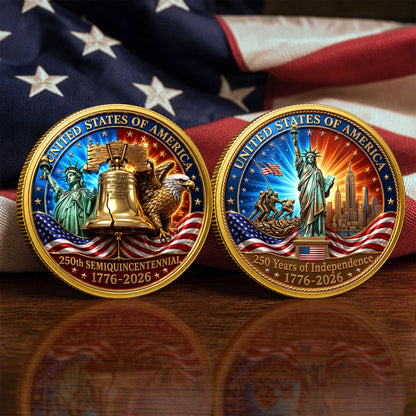 USA 250th Anniversary Commemorative Coin, Gold And Silver 250th Coin, 1776-2026 Gift for Independence Day ETHY-05056300