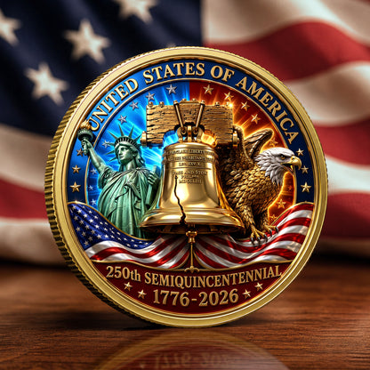 USA 250th Anniversary Commemorative Coin, Gold And Silver 250th Coin, 1776-2026 Gift for Independence Day ETHY-05056300